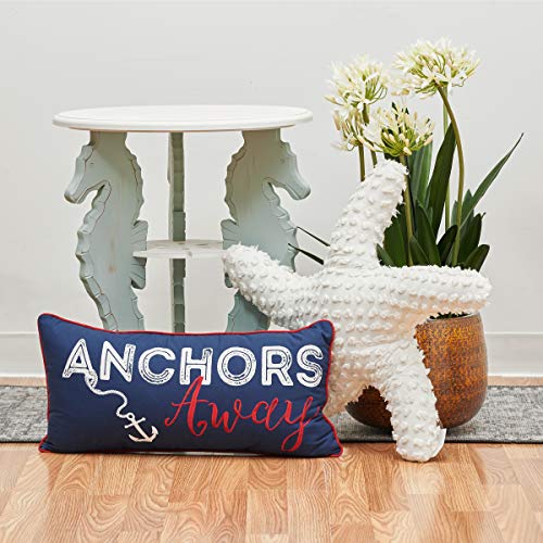 C&F Home Anchors Away Navy Blue Nautical Embroidered Decor Decoration Accent Throw Pillow for Sailing Sail Boat Sailboat Lake House Coastal Beach 12 x 24 Blue