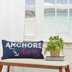 C&F Home Anchors Away Navy Blue Nautical Embroidered Decor Decoration Accent Throw Pillow for Sailing Sail Boat Sailboat Lake House Coastal Beach 12 x 24 Blue