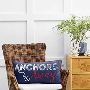 C&F Home Anchors Away Navy Blue Nautical Embroidered Decor Decoration Accent Throw Pillow for Sailing Sail Boat Sailboat Lake House Coastal Beach 12 x 24 Blue