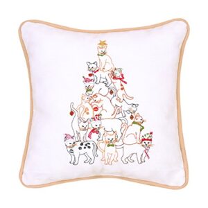 c&f home cat christmas tree embroidered saying decor decoration accent pillow 10 x 10 brown
