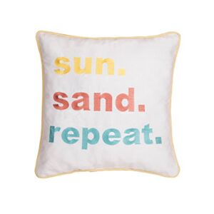 c&f home sun, sand, repeat embroidered pillow 16 x 16 white