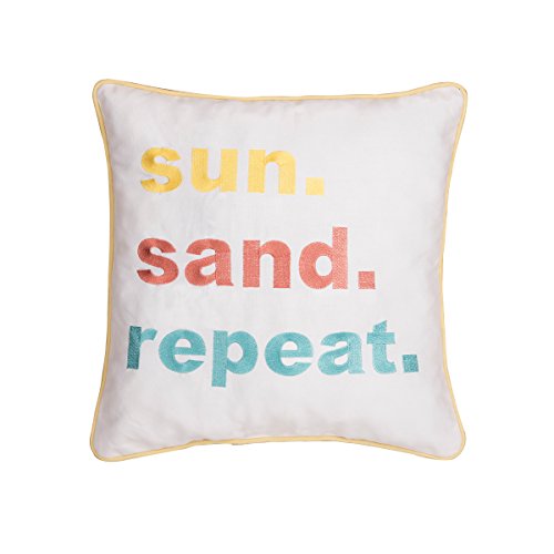 C&F Home Sun, Sand, Repeat Embroidered Pillow 16 x 16 White