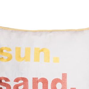 C&F Home Sun, Sand, Repeat Embroidered Pillow 16 x 16 White