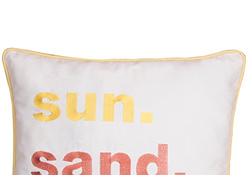 C&F Home Sun, Sand, Repeat Embroidered Pillow 16 x 16 White