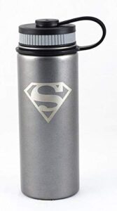 superman 18oz insulated water bottle, stainless steel, wide mouth double walled vacuum insulated bottle for hot and cold beverages