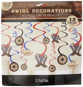 amscan party supplies western value pack swirl decorations, multi sizes, multicolor