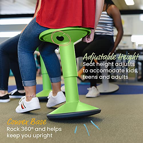 ECR4Kids SitWell Wobble Stool, Adjustable Height, Active Seating, Grassy Green