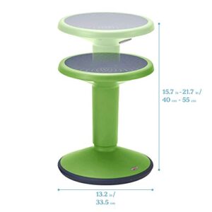 ECR4Kids SitWell Wobble Stool, Adjustable Height, Active Seating, Grassy Green