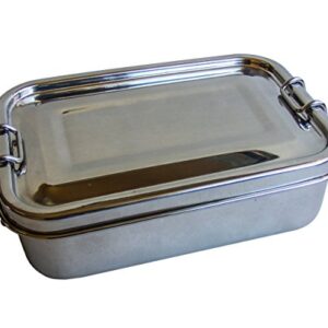 Stainless Steel Leak-Proof Lunch Container For Kids and Adults - BPA Free - Back to School - Dishwasher Safe - Holds 2 Cups - Eco Friendly - Lid Clamps - Great for Camping Hiking