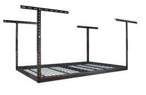 monsterrax overhead garage storage rack - heavy duty racks for garage with 500 lb capacity, easy garage shelving, adjustable storage rack, ceiling mount storage shelves 4x6 hammertone (24"-45")