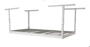 saferacks overhead garage storage rack - heavy duty racks for garage with 400 lb capacity, easy garage shelving, adjustable storage rack, ceiling mount storage shelves 3x6 white (18"-33")