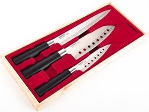 smartpan - 3 piece chef knife set - professional cutting knives for your kitchen, 8 carving knife, 7 santoku knife, 5 utility knife, non slip ergonomic handles, sharp and precise, stainless steal
