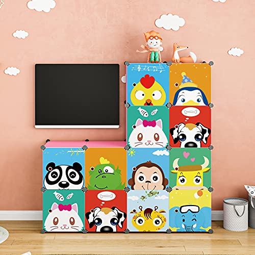 MAGINELS Children Wardrobe Kid Dresser Cute Baby Portable Closet Bedroom Armoire Clothes Hanging Storage Rack Cube Organizer,(Pink, 8 Cube & 2 Rod)