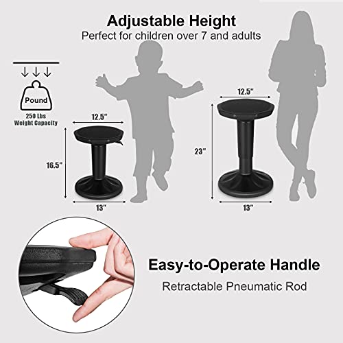 Giantex Wobble Chair Adjustable-Height 23 Inch Active Learning Stool Sitting Balance Chair for Office Stand Up Desk (Black)