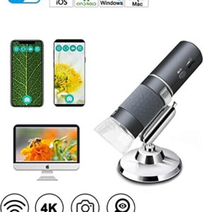 Jiusion WiFi USB Digital Handheld Microscope, 50 to 1000x Wireless Magnification Endoscope 8 LED Mini Camera with Metal Stand Compatible with iPhone iPad Mac Windows Android