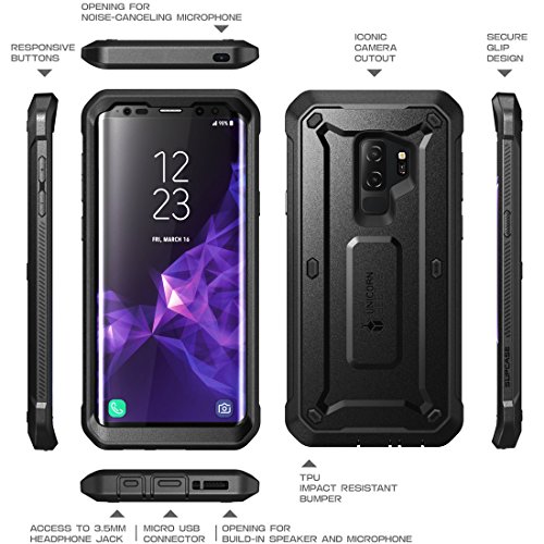 SUPCASE Unicorn Beetle Pro Series Case Designed for Samsung Galaxy S9+ Plus, with Built-In Screen Protector Full-body Rugged Holster Case for Galaxy S9+ Plus (2018 Release) (Black)