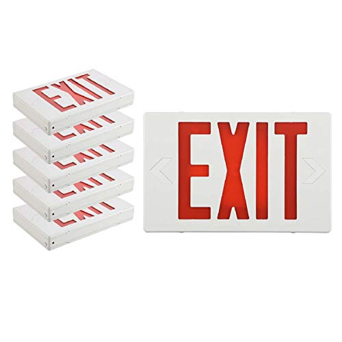 SPECTSUN Led Exit Sign with Battery Backup, Hradwired Red Exit Light LED - 6 Pack, Exit Sign Battery/Business Exit Sign Stencils/Exit Combo Light/Lighted Exit Signs/Emergency Exit Light