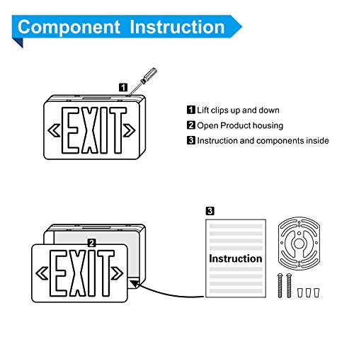 SPECTSUN Led Exit Sign with Battery Backup, Hradwired Red Exit Light LED - 6 Pack, Exit Sign Battery/Business Exit Sign Stencils/Exit Combo Light/Lighted Exit Signs/Emergency Exit Light