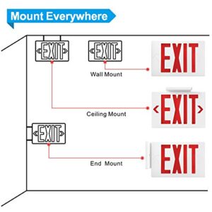 SPECTSUN Led Exit Sign with Battery Backup, Hradwired Red Exit Light LED - 6 Pack, Exit Sign Battery/Business Exit Sign Stencils/Exit Combo Light/Lighted Exit Signs/Emergency Exit Light