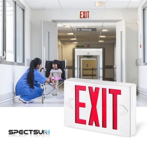 SPECTSUN Led Exit Sign with Battery Backup, Hradwired Red Exit Light LED - 6 Pack, Exit Sign Battery/Business Exit Sign Stencils/Exit Combo Light/Lighted Exit Signs/Emergency Exit Light