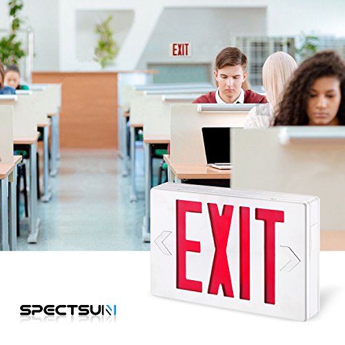 SPECTSUN Led Exit Sign with Battery Backup, Hradwired Red Exit Light LED - 6 Pack, Exit Sign Battery/Business Exit Sign Stencils/Exit Combo Light/Lighted Exit Signs/Emergency Exit Light