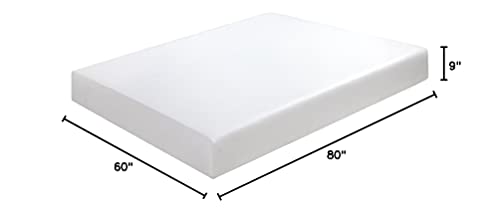 Olee Sleep 9 Inch Gel Memory Foam Mattress, Queen, White