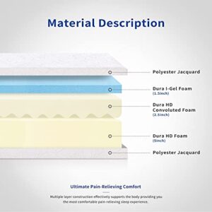 Olee Sleep 9 Inch Gel Memory Foam Mattress, Queen, White