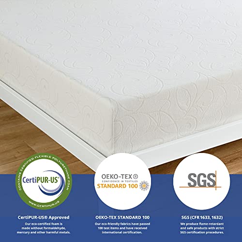 Olee Sleep 9 Inch Gel Memory Foam Mattress, Queen, White