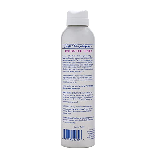 Chris Christensen Ice on Ice Ultra Conditioning Dematting Spray, Dog Conditioner, Groom Like a Professional, Lightweight Formula, Dematts & Detangles, Conditions & Protects, Made in The USA, 8oz