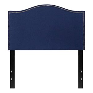 flash furniture lexington upholstered twin size headboard with accent nail trim in navy fabric