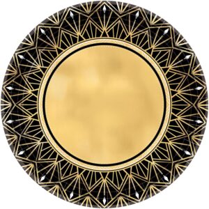 glitz & glam metallic round paper plates - 10 1/2" | black & gold | pack of 12