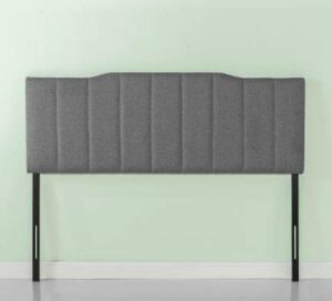 zinus satish upholstered channel stitched headboard in grey, queen