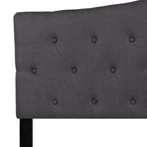 Flash Furniture Cambridge Tufted Upholstered Queen Size Headboard in Dark Gray Fabric