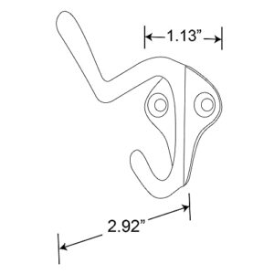 Prime-Line MP10865-1HD Coat and Hat Hook, Dual Prong, Zinc Diecast, Satin Nickel Plated, Heavy Duty (Single Pack)