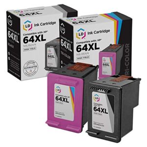 ld products remanufactured ink cartridge replacements for hp 64xl high yield (1 black, 1 color, 2-pack)