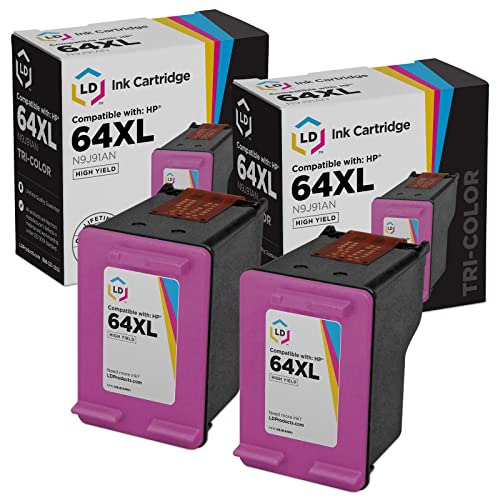 LD Products Remanufactured Ink Cartridge Replacement for HP 64XL N9J91AN High Yield (Tri Color, 2-Pack)