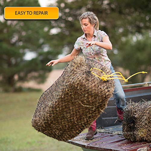 Texas Haynet - 3 String Square Hay Bale Feeder - Slow Feed Nylon Net Hay Holder for Horses - American Made Square Bale Net That Holds ONE 3-String or Two 2-String Bales 1.5” Holes