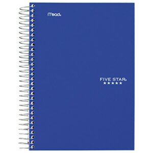 five star spiral notebook, 5 subject, college ruled paper, 9-1/2" x 6", blue (73659)