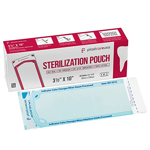 1000 Self Seal Sterilization Pouches 3.5 x 10 Inches (5 Boxes of 200)