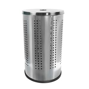 stainless steel laundry bin & hamper | 46l ventilated stainless steel clothes basket with polished lid | krugg life time warranty| (polished stainless steel)
