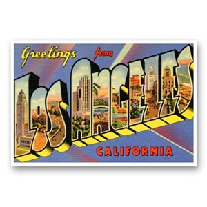 greetings from los angeles, ca vintage reprint postcard set of 20 identical postcards. large letter los angeles, california city name post card pack (ca. 1930's-1940's). made in usa.