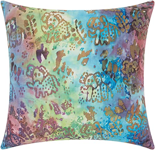 Mina Victory Outdoor Pillows Watercolor Elephants Multicolor 20" x 20" Throw Pillow