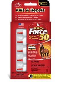 manna pro pro-force 50 spot-on fly control for horses, 6 count