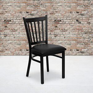 flash furniture 2 pack hercules series black vertical back metal restaurant chair - black vinyl seat