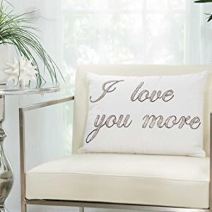 Nourison Mina Victory DR164 Luminescence I Love You More Throw Pillow, 14" x 20", Pewter