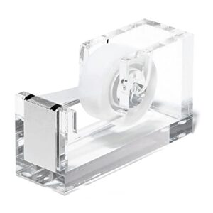 officegoods acrylic tape dispenser - beautiful modern accessory for the stylish desk at home, the office, or school - holds standard, large & extra-large tape rolls - silver