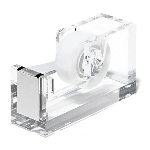 OfficeGoods Acrylic Tape Dispenser - Beautiful Modern Accessory for The Stylish Desk at Home, The Office, or School - Holds Standard, Large & Extra-Large Tape Rolls - Silver