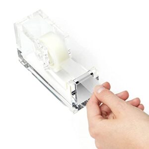 OfficeGoods Acrylic Tape Dispenser - Beautiful Modern Accessory for The Stylish Desk at Home, The Office, or School - Holds Standard, Large & Extra-Large Tape Rolls - Silver