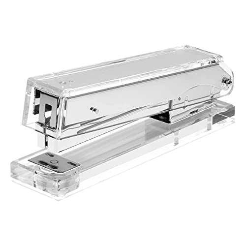 OfficeGoods Acrylic Stapler - Gorgeous Modern Accessory for The Stylish Desk at Home, Office, or School - Takes Standard 1/4" Staples - 5.25" Long - Silver