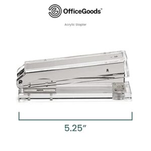 OfficeGoods Acrylic Stapler - Gorgeous Modern Accessory for The Stylish Desk at Home, Office, or School - Takes Standard 1/4" Staples - 5.25" Long - Silver